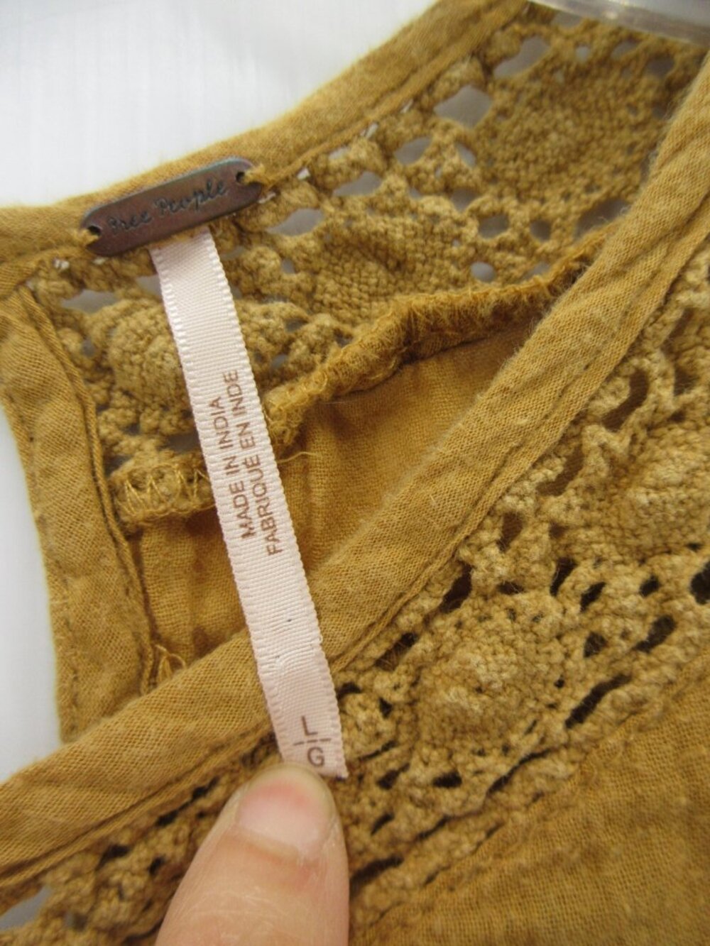 Free People Mustard Embroidered Mini Dress - Picture 9 of 11